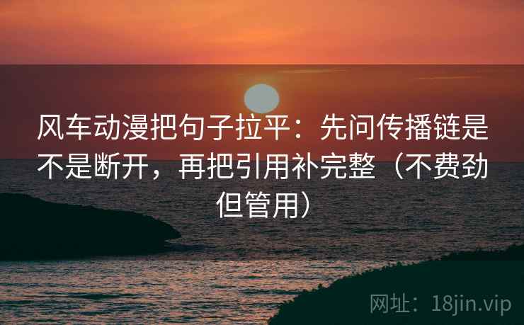 风车动漫把句子拉平：先问传播链是不是断开，再把引用补完整（不费劲但管用）